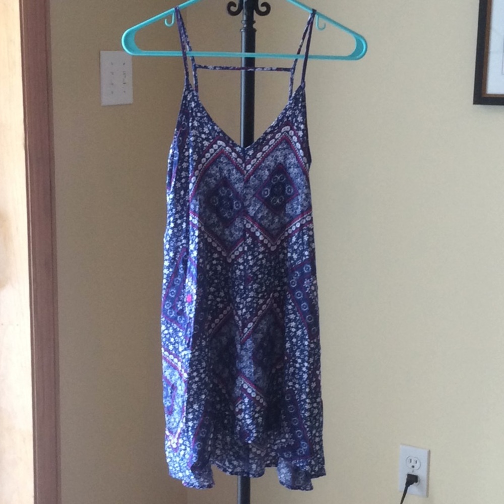 Mimi Chica Blue White Red Bandana Print Trapeze Camisole Dress- Size Small
